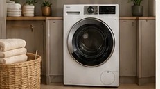 Front-load dryer in a laundry room